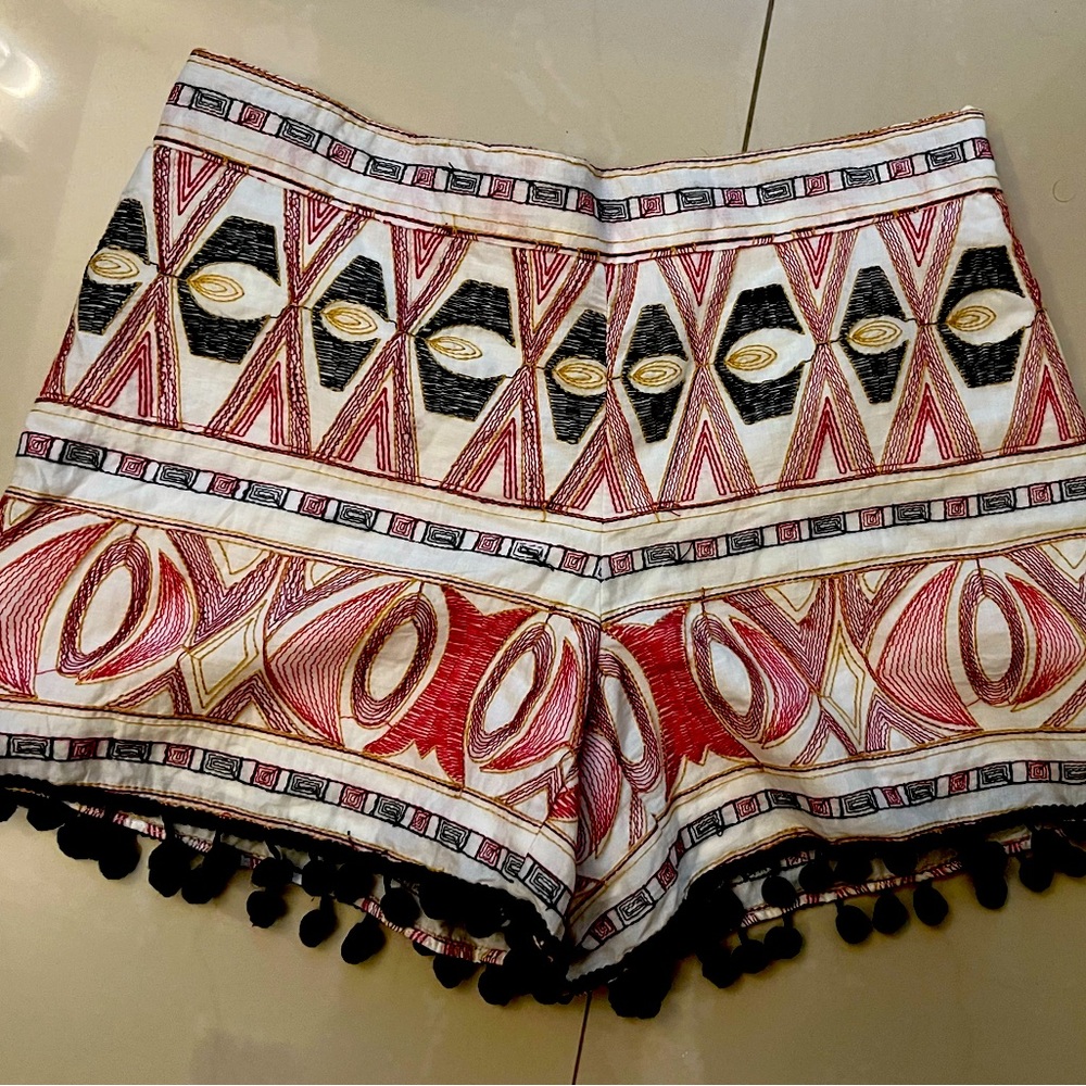 Chelsea & Violet embroidered Pom Pom shorts